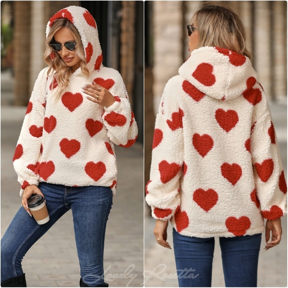 Fuzzy Heart Design Hoodie - Picture 4 of 6
